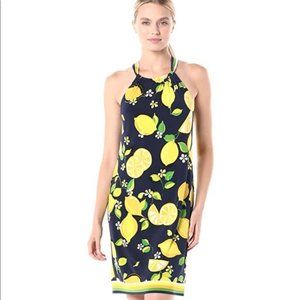 Trina Turk Rancho Halter Lemon Print Dress XS  NEW